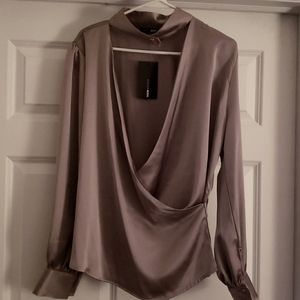 Sparkling Champagne Satin Blouse